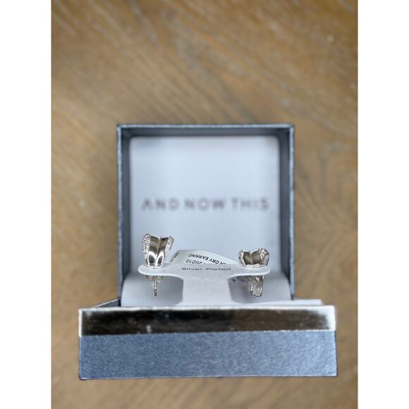 ANDNOWTHIS Silver Plated Crystal Hoop Earrings | New - Picture 2 of 2